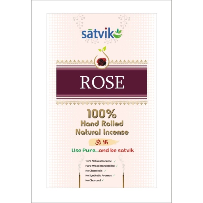 Satvik Rose Incense Sticks (Agarbatti for Prayer), Pack