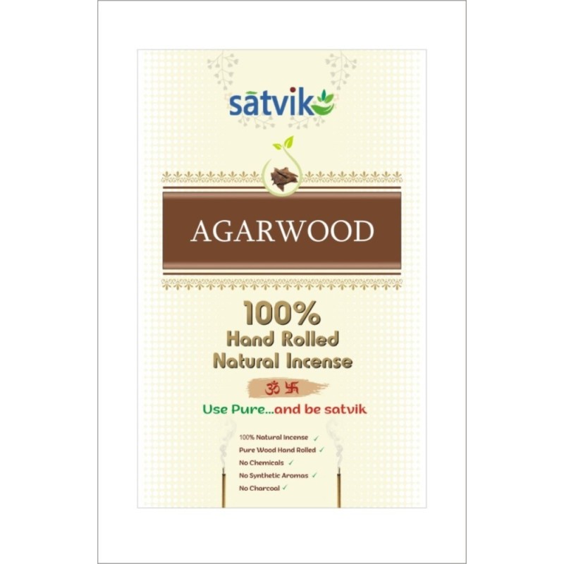 Satvik Agarwood (Oudh) Incense Sticks (Agarbatti for Prayer), Pack