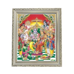 Satvik Lord Ram & Goddess Sita Mata Family Photo, Designer Wooden