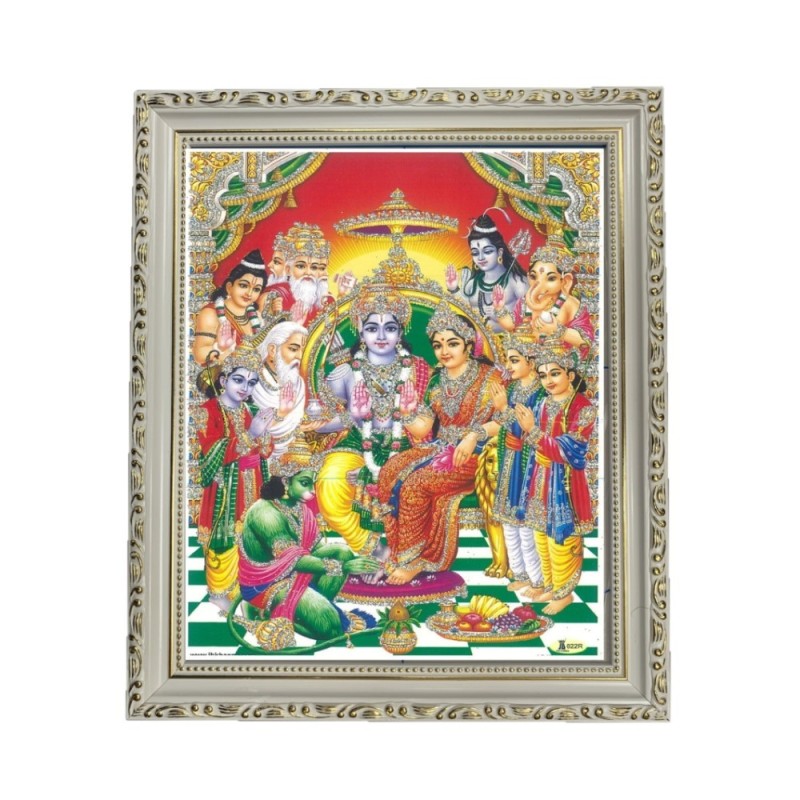 Satvik Lord Ram & Goddess Sita Mata Family Photo, Designer Wooden