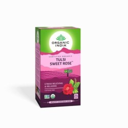 Organic India Tulsi Sweet Rose 25N Infusion Bags- Stress Relieving