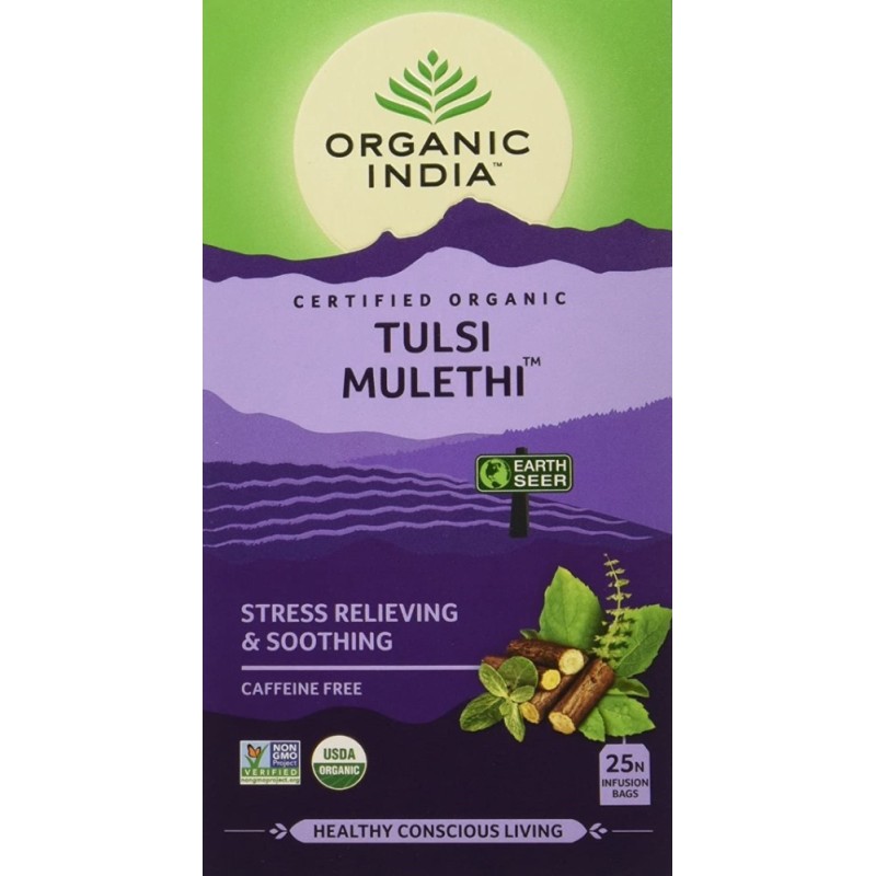 Organic India Tulsi Mulethi 25N Infusion Bags- Stress Relieving