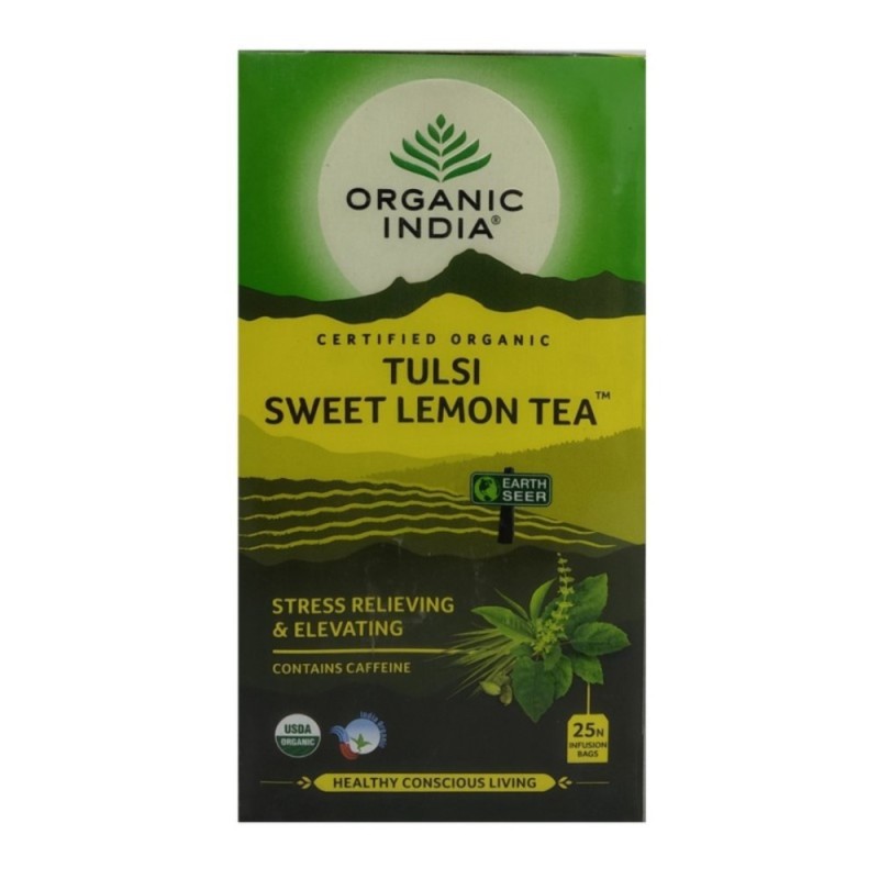 Organic India Tulsi Sweet Lemon Tea 25N Infusion Bags- Stress