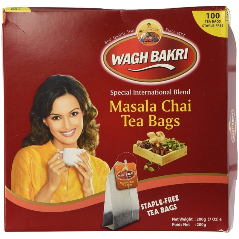 Wagh Bakri Masala Chai Tea Bags, (100 Tea Bags) 200g