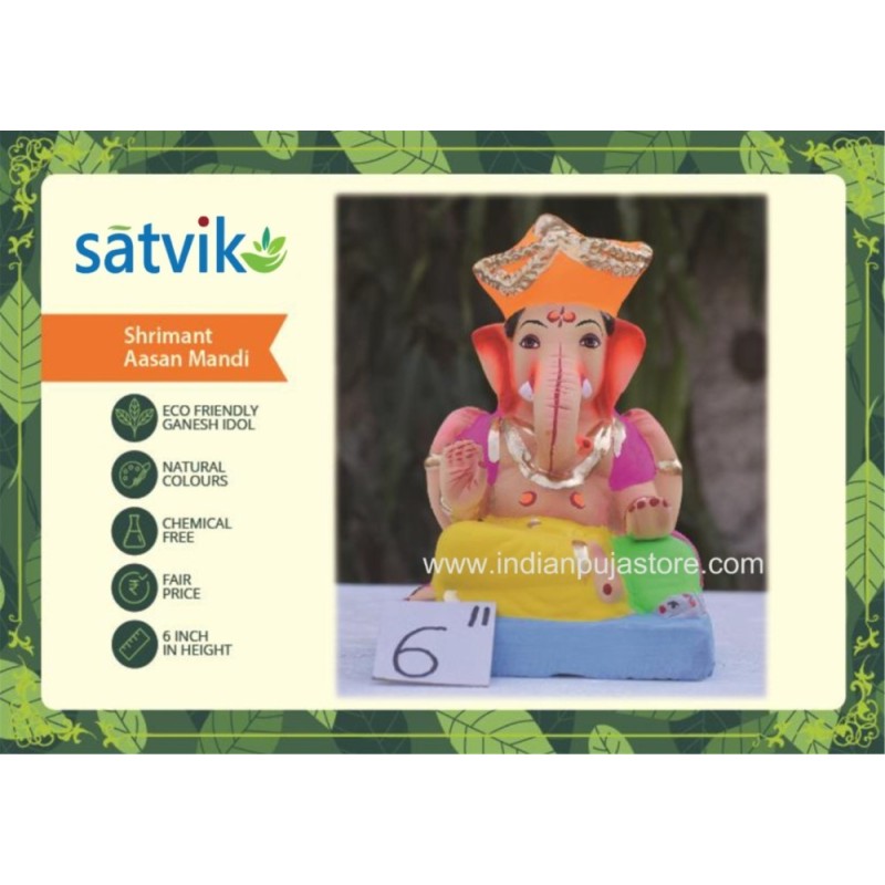 Shrimant-Aasan-Mandi Eco Friendly Ganesha Idol Made of Clay Shadu