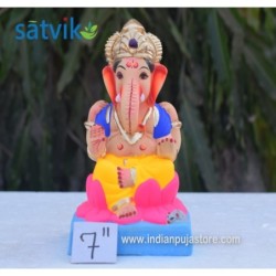 Kamal Aasan Eco Friendly Ganesha Idol Made of Clay Shadu Mati 6 Inches