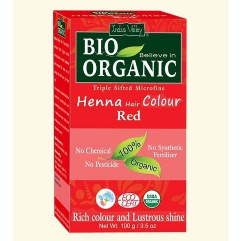 Indus Valley Bio Organic Red Henna Hair Color, Rich Color & Lustrous