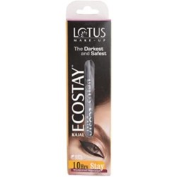 Lotus Makeup Ecostay Kajal the Darkest & Safest (Black) - 10Hrs Stay