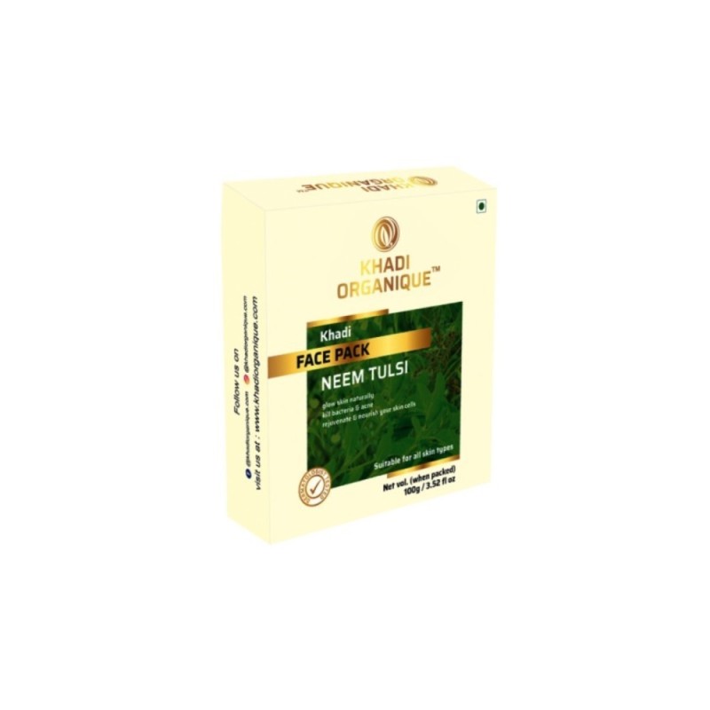 Khadi Organique Neem Tulsi Face Pack - Glowing Skin Naturally, Kills