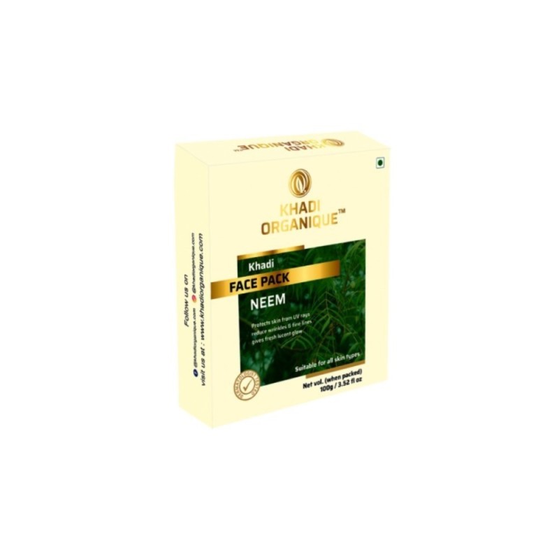 Khadi Organique Neem Face Pack - Protects Skin from UV Rays, Reduces