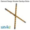 Diamond Design Wooden Dandiya Sticks, Pair of Diamond Design Multi