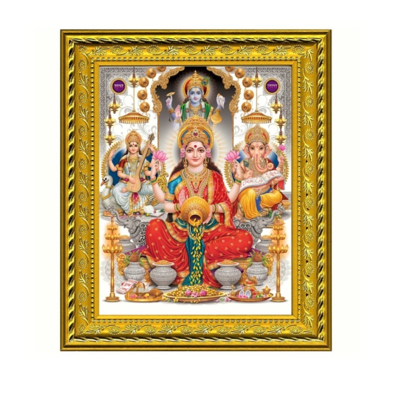 Satvik Goddess Maha Lakshmi, Ma Saraswati, Lord Ganesha & Lord Vishnu