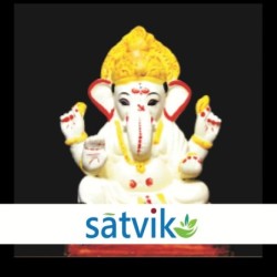 Satvik Eco Painted White Eco Friendly Clay Ganesh Idols- (022), Made