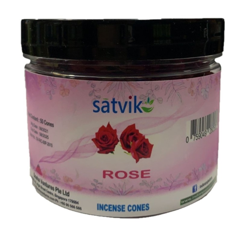 Satvik Rose Incense Cones for Puja and Prayer 200g