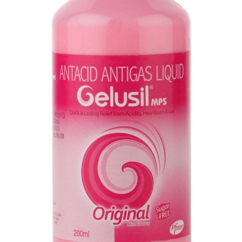 Gelusil Mps Original Mint Flavour - Antacid Antigas Liquid, Sugar
