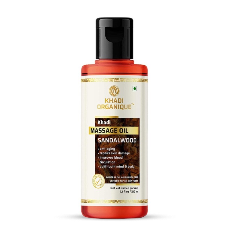 Khadi Organique Natural Sandalwood Massage Oil - Nourishes Deeply