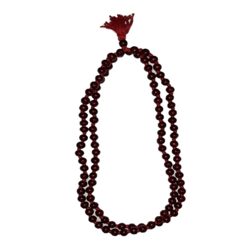 Satvik Wooden Red Beads Mala for Puja, Prayer, Japmala, 108 Beads Mala