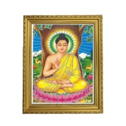Satvik Lord Buddha Designer Wooden Golden Photo Frame (1), Religious