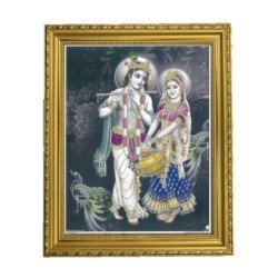 Satvik Radha Krishna Designer Wooden Photo Frame (4) for Pooja