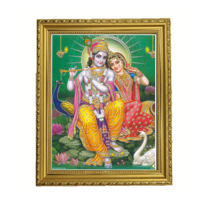 Satvik Radha Krishna Designer Wooden Photo Frame (2) for Pooja
