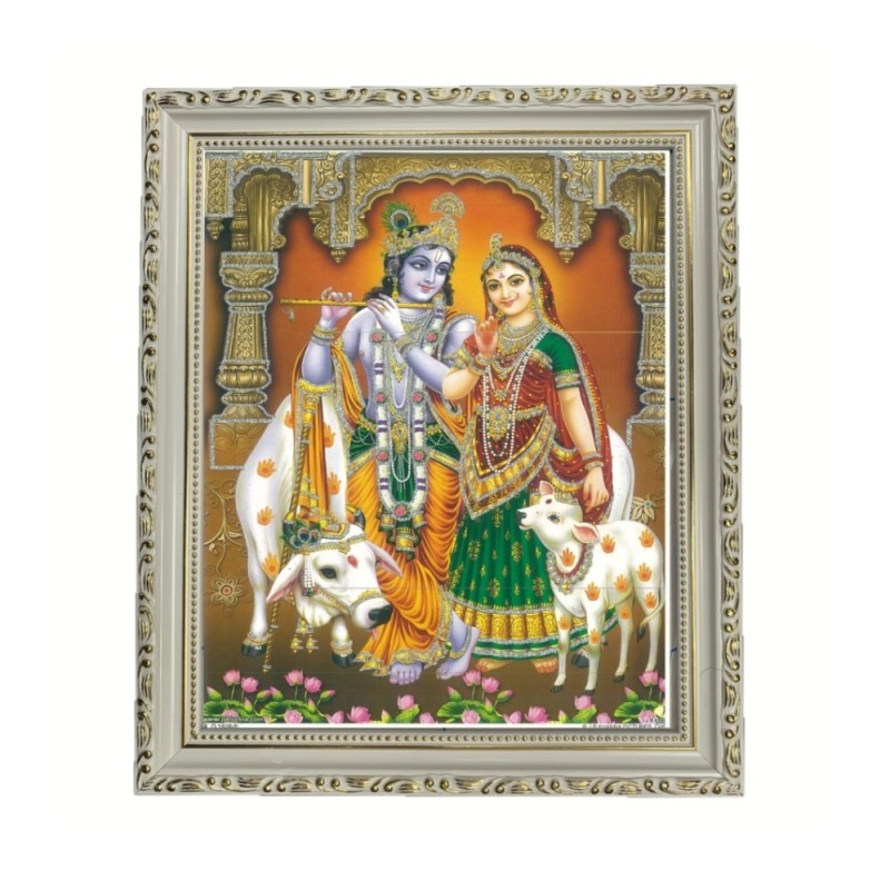Satvik Radha Krishna Designer Wooden Photo Frame (3) for Pooja