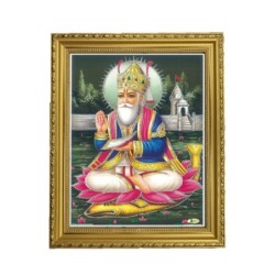 Satvik Lord Jhulelal Ji Designer Wooden Golden Photo Frame for Pooja