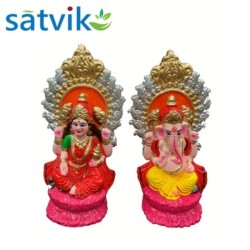Pair of Goddess Lakshmi and Lord Ganesh Murti for Diwali Pooja (Kamal