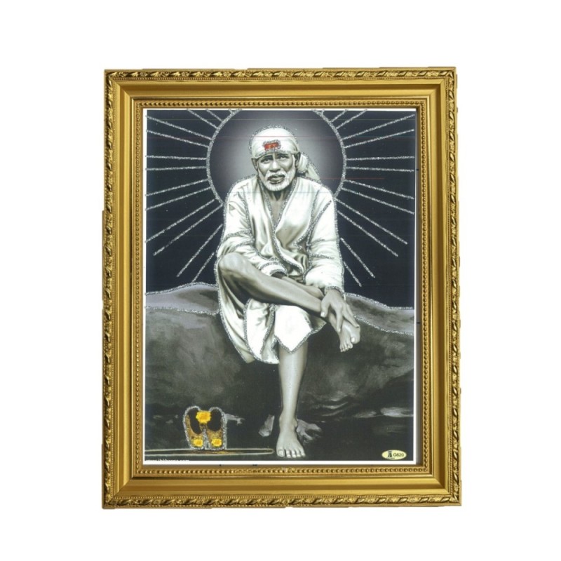 Satvik Shirdi Sai Baba Designer Wooden Photo Frame (5) for Pooja