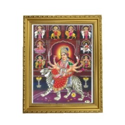 Satvik Goddess Durga Ma Sherawali, Ma Ambe Designer Wooden Photo