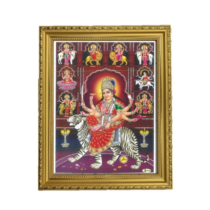 Satvik Goddess Durga Ma Sherawali, Ma Ambe Designer Wooden Photo