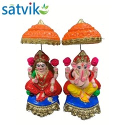 Pair of Goddess Lakshmi and Lord Ganesh Murti for Diwali Pooja
