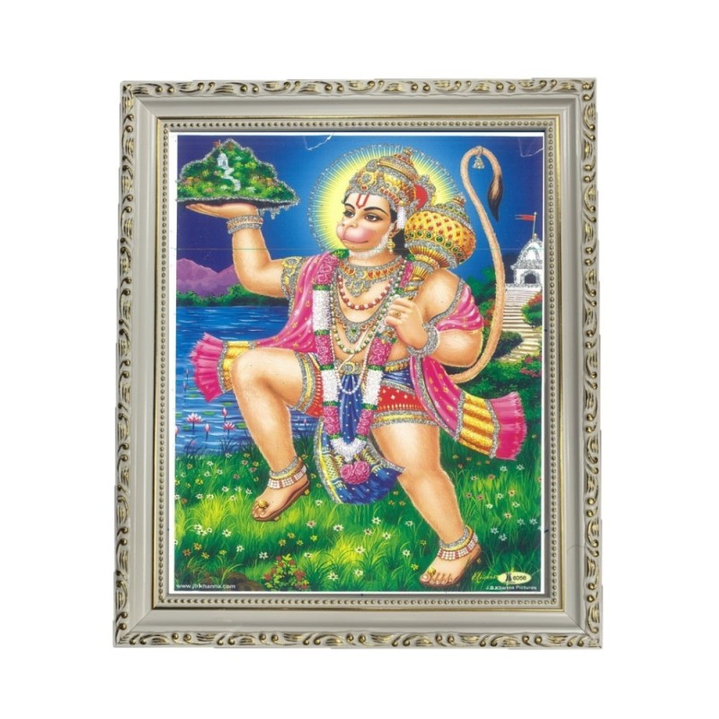 Satvik (New) Lord Hanumanji Flying with Dronagiri Mountain with Blue