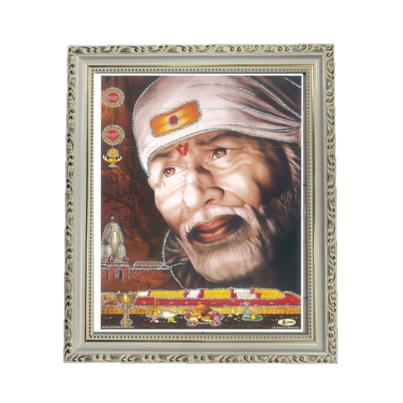 Satvik (New) Shirdi Sai Baba Designer Wooden White Photo Frame