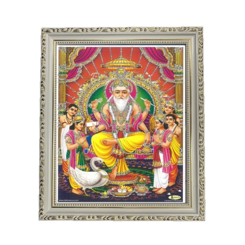Satvik (New) Lord Vishwakarma (Brahma) Designer Wooden White Photo