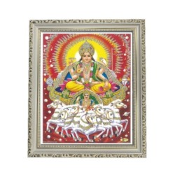 Satvik God Surya Dev, Sun God Designer Wooden White Photo Frame