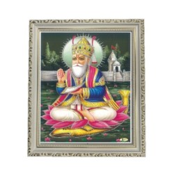 Satvik Lord Jhulelal Ji Designer Wooden White Photo Frame for Pooja