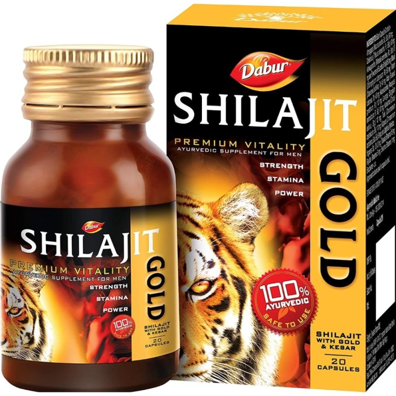 20 Capsules - Dabur Shilajit Gold Premium Vitality Ayurvedic