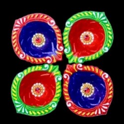 Satvik Colorful Clay Diyas for Diwali Festival, Multicolor Diwali