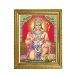 Satvik Lord Hanumanji Designer Wooden Golden Photo Frame