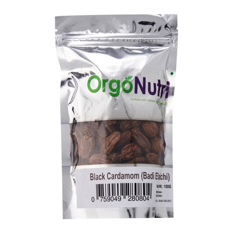 Orgonutri Black Cardamom, Badi Elaichi, Kali Moti Elaichi, Whole 100gm