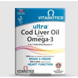 Vitabiotics Ultra Cod Liver Oil Plus Omega-3, 60 Capsules