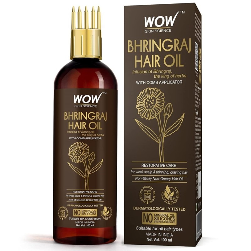 Wow Skin Science Bhringraj Hair Oil - with Comb Applicator - for All