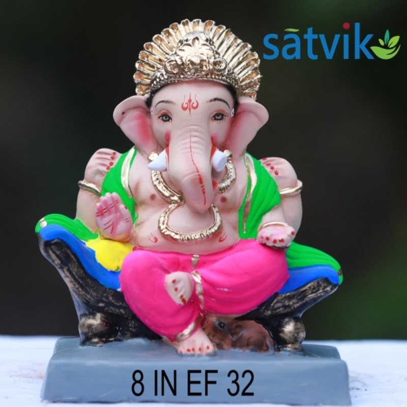 Satvik Ef 32 Eco Friendly Ganesha Idol Made of Clay Shadu Mati