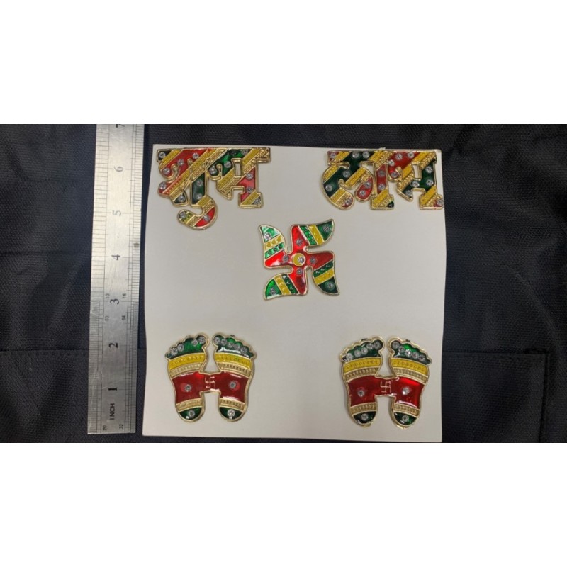 Satvik Acrylic Meenakari Shubh Labh Laxmi Charan Swastik Stickers