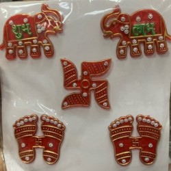 Satvik Acrylic Meenakari Hathi Shubh Labh Laxmi Charan Swastik