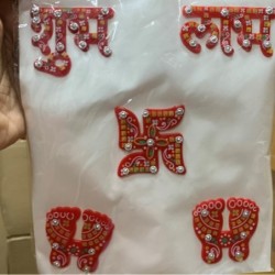 Satvik Meenakari Shubh Labh Laxmi Charan Swastik Stickers for Door
