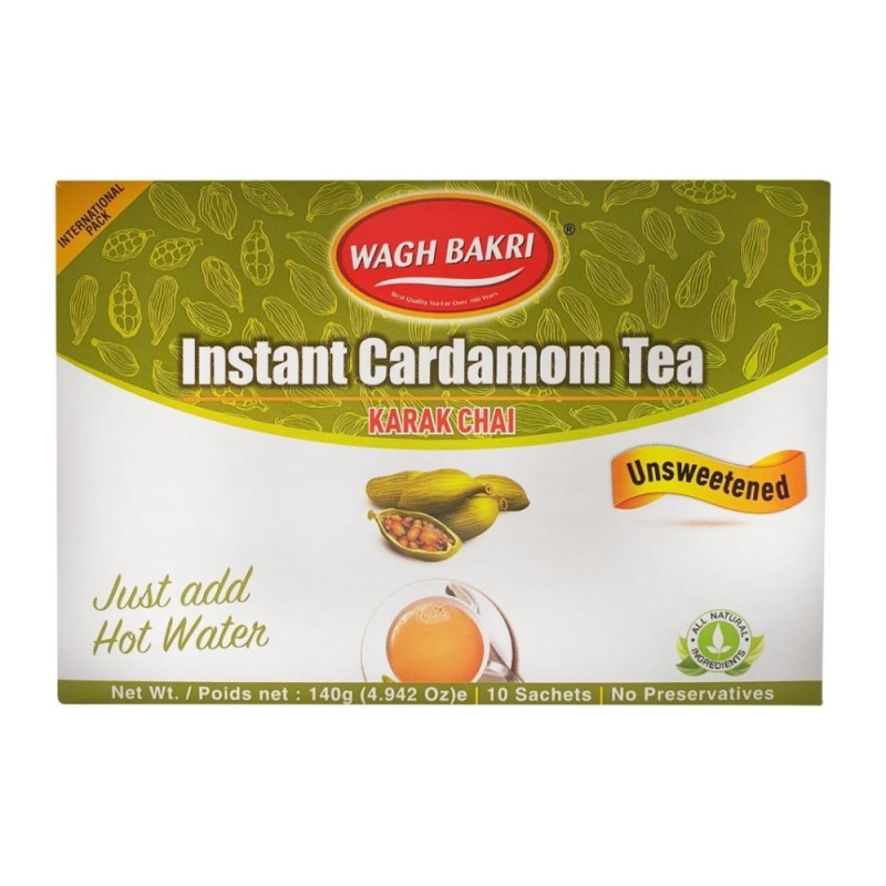 Wagh Bakri Instant Cardamon Tea (Unsweetened) 1 Box