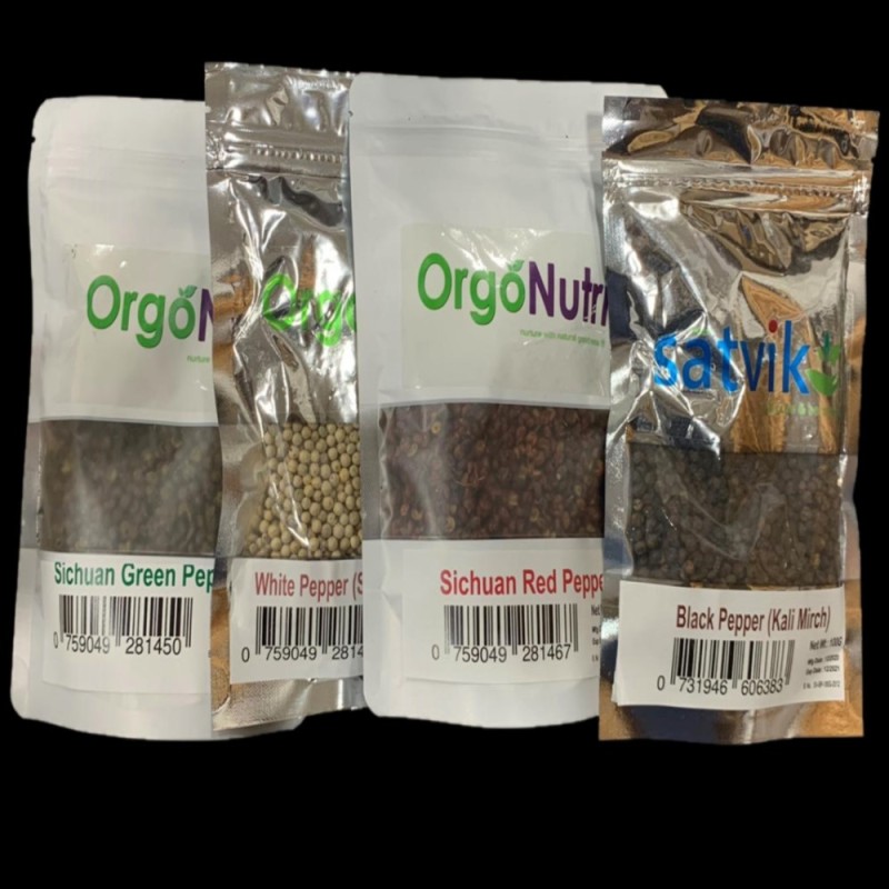Orgonutri Combo Pack of 4 Peppers- Green, Red, White and Black, Each