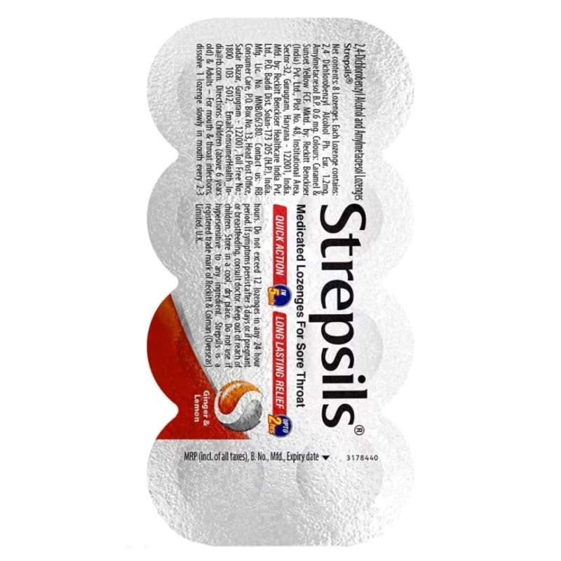Strepsils Ginger & Lemon Medicated Lozenges for Sore Throat