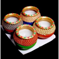 Satvik Colorful Clay Diyas for Diwali Festival, Multicolor Diwali